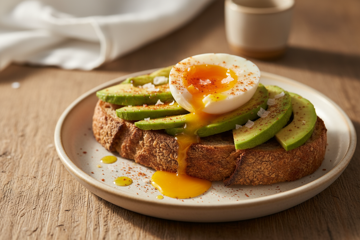 🥑 Tartine avocat, œuf mollet et piment doux