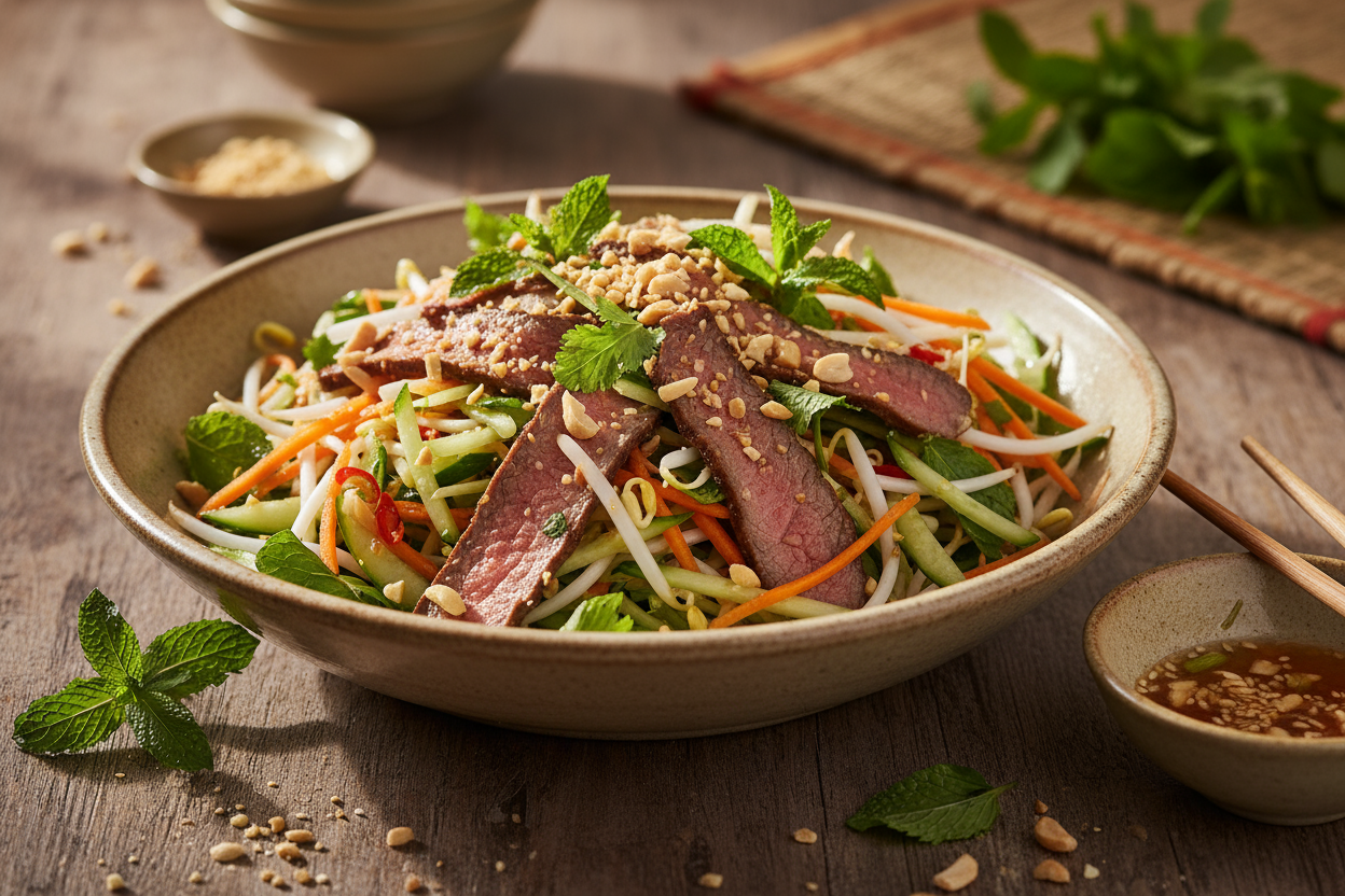 🥢 Salade vietnamienne de bœuf citronné et herbes fraîches