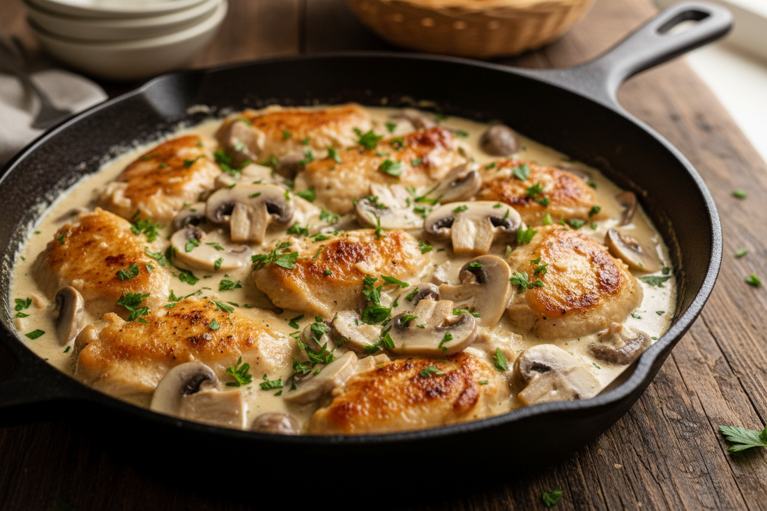 🐔 Poulet crémeux aux champignons et à l’ail
