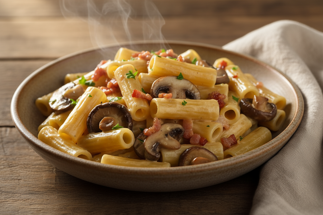 🍝 Pâtes crémeuses aux champignons et pancetta