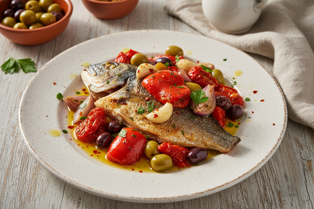 🐟 Poisson à la tunisienne — dorade grillée, légumes confits et citron