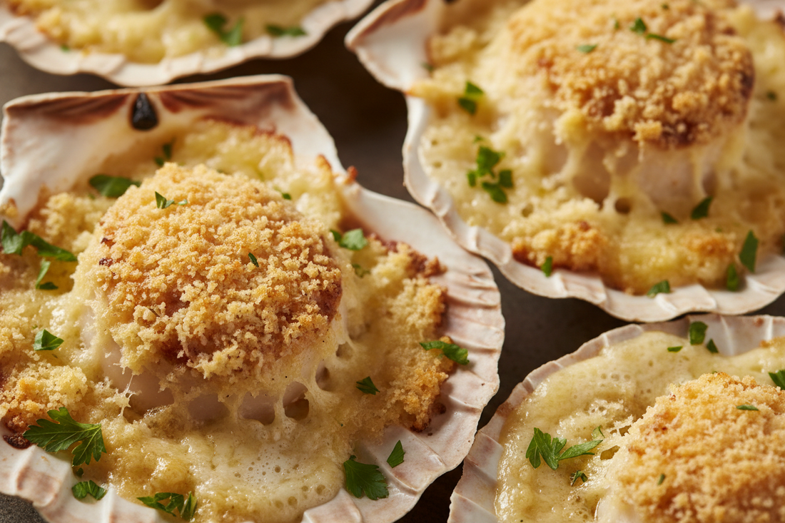 🐚 Coquilles Saint-Jacques Gratinées au Vin Blanc & Parmesan