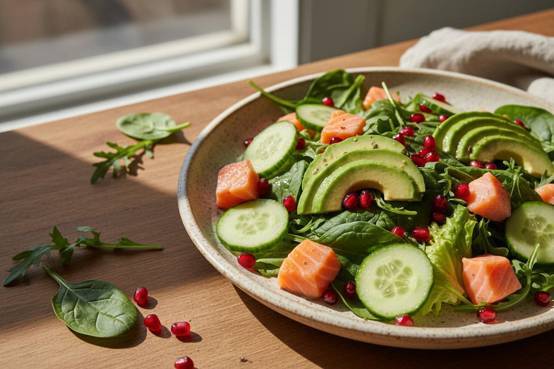 🥗 Salade saumon – avocat – grenade & citron mie