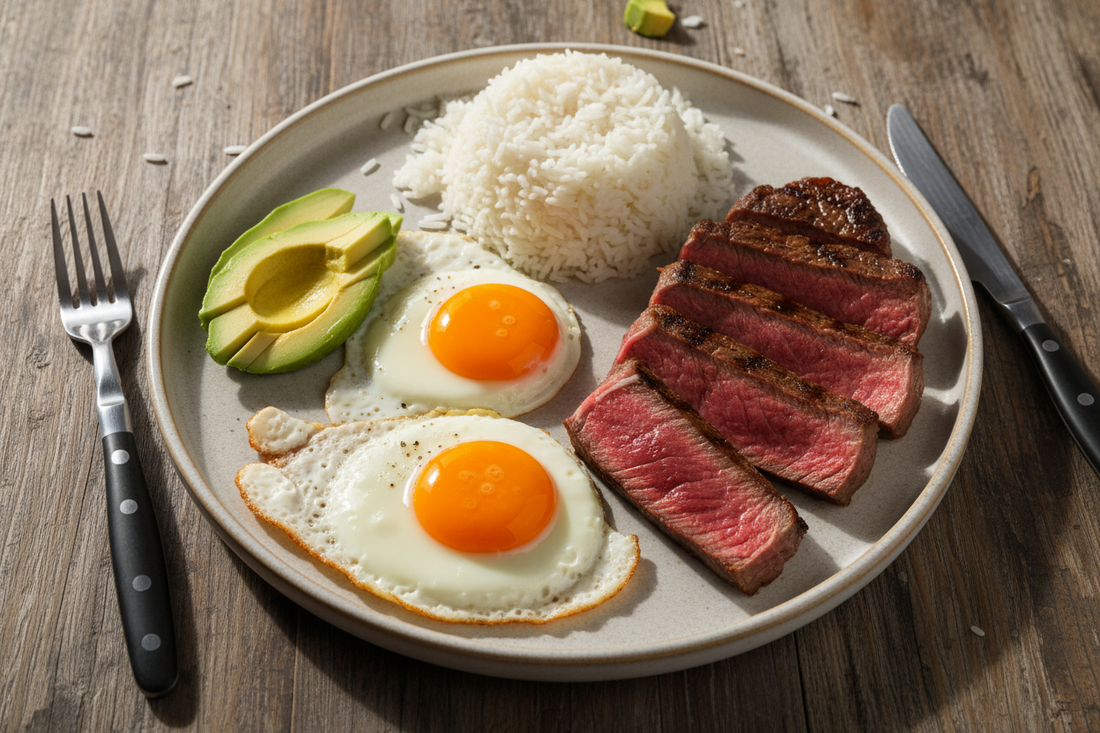 🥩💪 Gym Bro Plate : Steak + Œufs + Avocat + Riz Jasmin