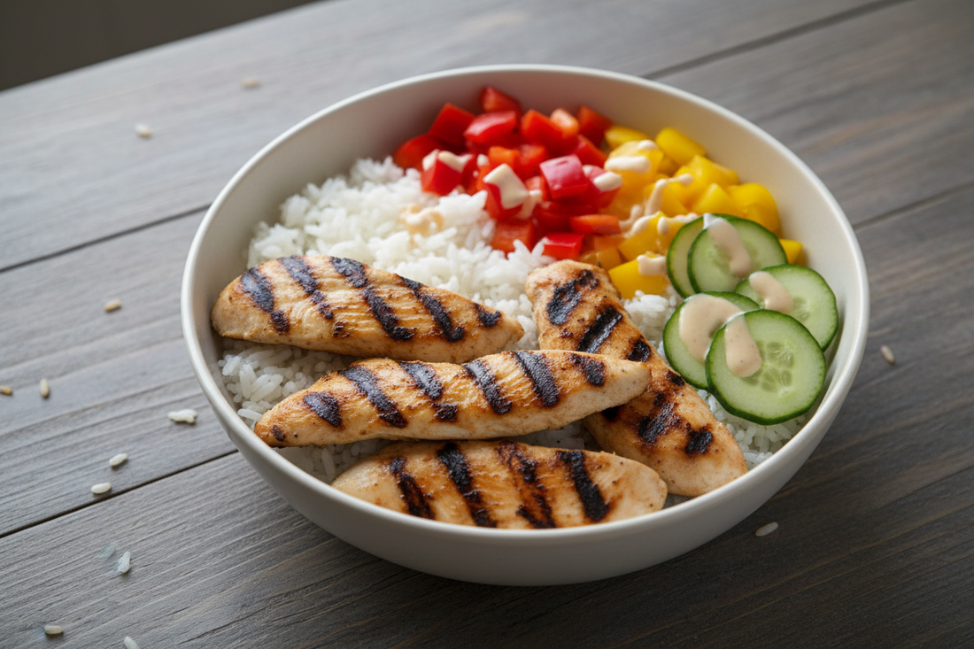🍗 Chicken Bowl Protéiné — Riz, poulet grillé & légumes croquants