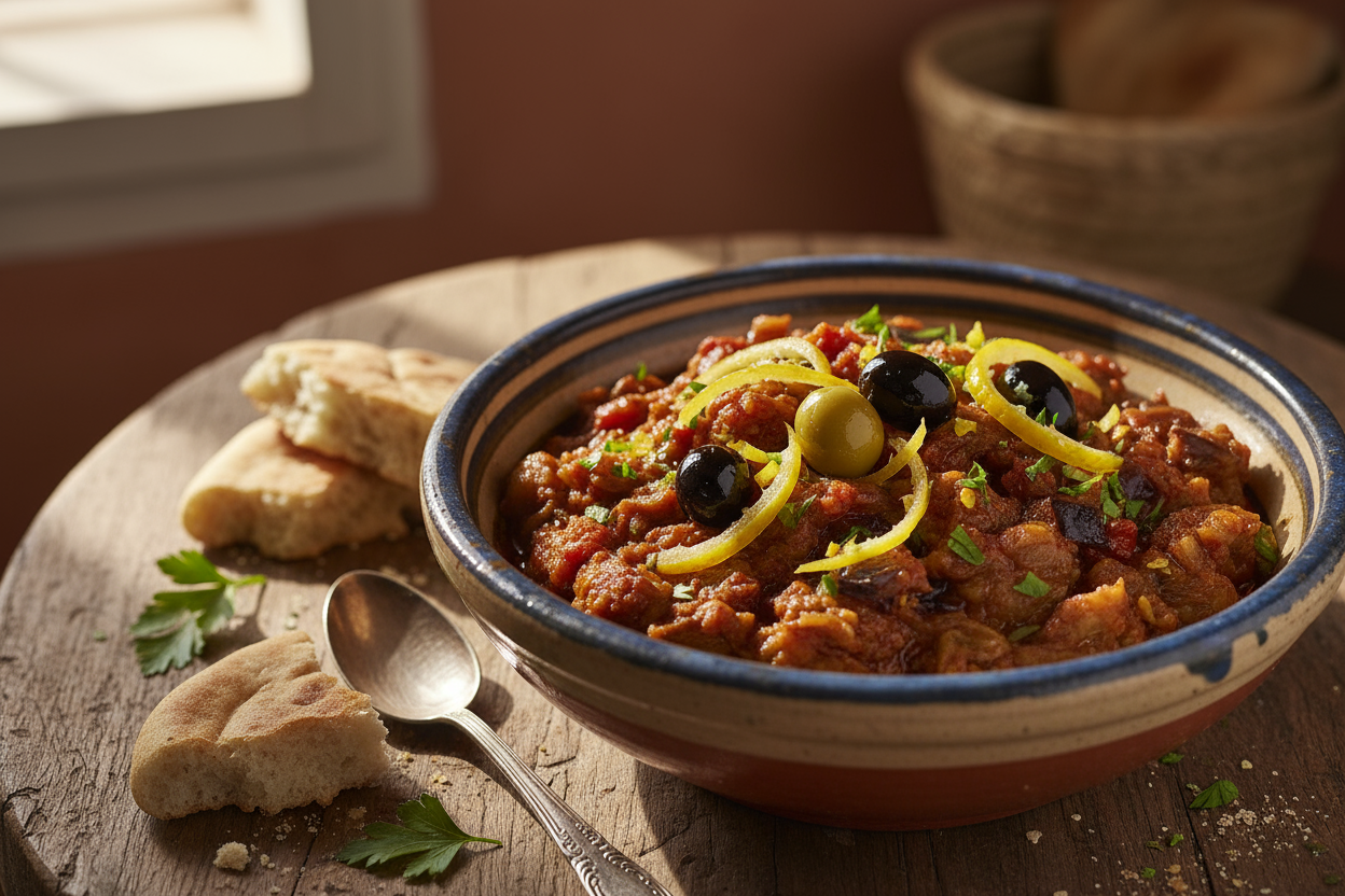 🥗🌍 Zaalouk marocain – aubergine tomate citron confit