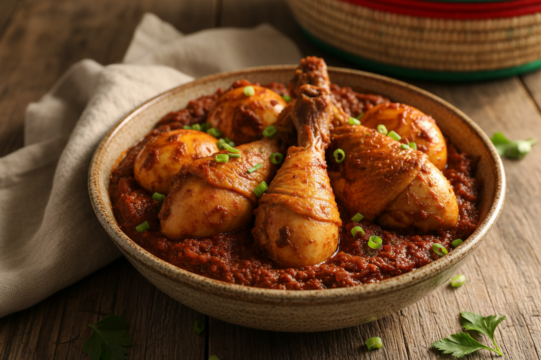 🍛 Doro Wot simplifié – poulet mijoté berbéré & oignons caramélisés