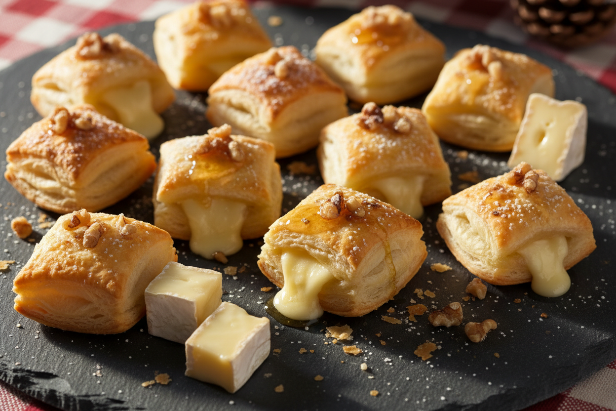 ⭐✨ Bouchées Feuilletées Brie, Miel & Noix – simples, croustillantes & festives