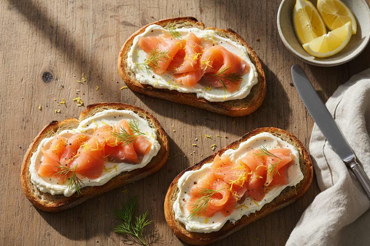 ✨ Toast Saumon Fumé – crème citronnée & aneth frais